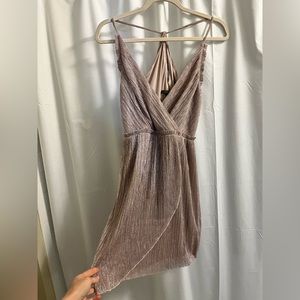 Express XS Rose Gold Draped Crepe Dress